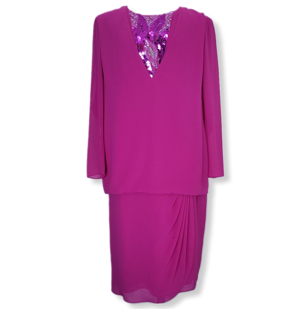 Ursula Of Switzerland Womens 12 Dress Embellished Knee Length Formal Wedding MoB